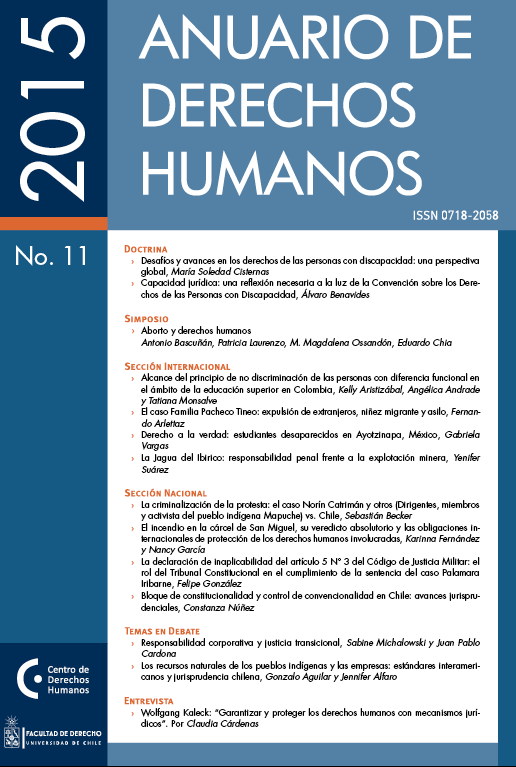 												Visualizar n. 11 (2015): Anuario de Derechos Humanos 2015
											